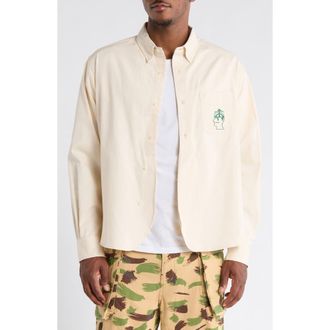 Brain Dead x Brooks Brothers California Oxford Half Placket Button-Down Shirt in Natural at Nordstrom, Size Xx-Large