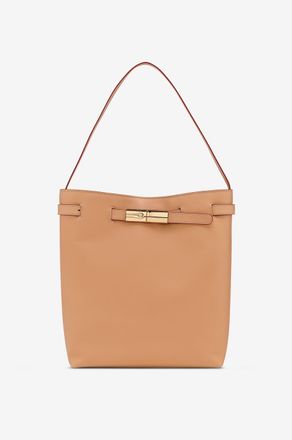 Longchamp Rechteckige Schultertasche aus Leder Le Roseau Smart