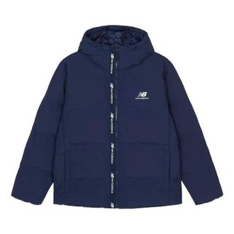 New Balance Logo Print Down Jacket Blue Black AMJ23343-NNY