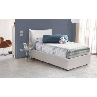 Dmora Dmora - Cama Individual Dgrillo, Cama Contenedor Con Tapizado En Ecopiel, 100% Made In Italy, Apertura Lateral, Con Colch&oacute;n 80x190 Cm Incluido, T&oacute;rtol