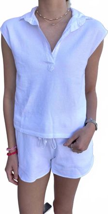 Starkx Brittin Terry Short Sleeve Top In White