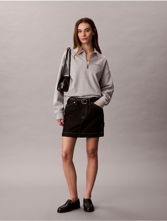 Calvin Klein Jeans Calvin Klein Womens French Terry Script Logo Graphic Quarter Zip Sweatshirt - Light/Pastel Grey - XL