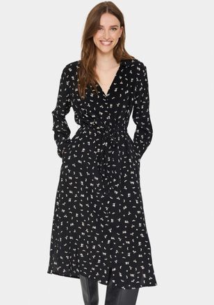 Saint Tropez Hemdblusenkleid SAINT TROPEZ BlancaSZ LS Dress, Damen, Gr. XXL (44), N-Gr, schwarz-weiss (schwarz ice iris), Web, Obermaterial: 100% Viskose, gemuster