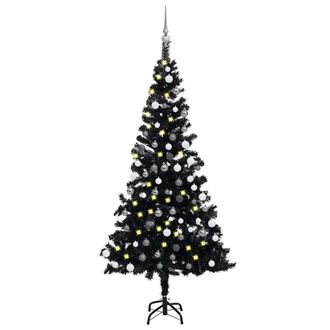 vidaXL &Aacute;rbol De Navidad Preiluminado Con Luces Y Bolas Negro 150 Cm Vidaxl