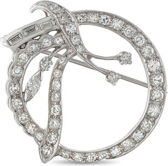 Luxury Bazaar 18K White Gold 1.40ct Diamond Circle Brooch MF18-070726