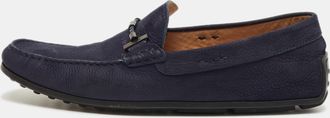 Tod's Tods Navy Blue Suede Double T Loafers