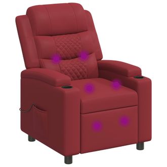 vidaXL Poltrona Massaggiante Reclinabile Rosso Vino 75 X 93 X 98 Cm Vidaxl