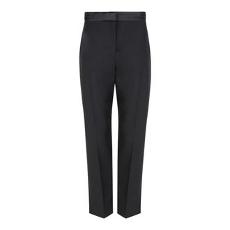 Alexander McQueen Alexander McQueen, Straight Trousers, female, Black, Size: 2XS Black Tailored Trousers Straight Leg