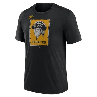 Nike Pittsburgh Pirates Cooperstown Logo Nike Mens MLB T-Shirt in Black | NJFD00HPBB-70U