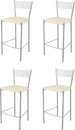 Tommychairs Tommychairs 4 Taburetes Elegance En Acero Aluminio Asiento Polipiel Marfil