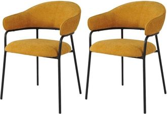 Mobili Rebecca Sillas Rebecca Mobili Kadid 82,5x57x56,5 Tela De Poli&eacute;ster Acero Amarillo Negro Moderno Conjunto 2 P