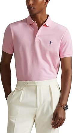 Polo Ralph Lauren Classic Fit Stretch Mesh Polo Shirt Mens Short Sleeve Knit Carmel Pink : 2XL, Cotton/Elastane