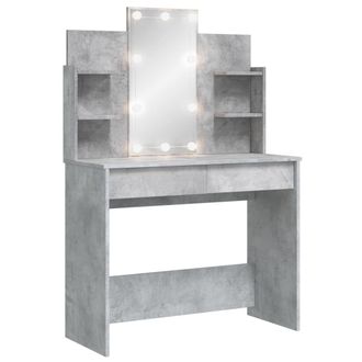 vidaXL Tocador Con Luces Led Gris Hormig&oacute;n 96x40x142 Cm Vidaxl