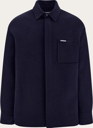 Ferragamo Uomo Over shirt in misto cashmere Blu