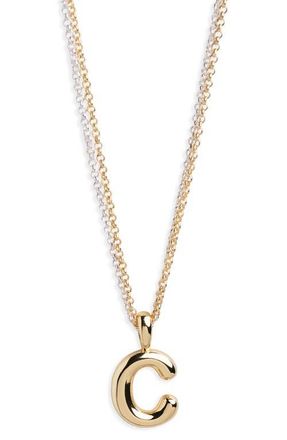 Argento Vivo Puffy A Initial Pendant Necklace in Two Tone at Nordstrom