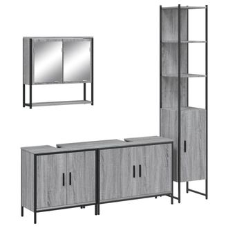 Berkfield Home 4 Piece Bathroom Furniture Set Grey Sonoma Engineered Wood