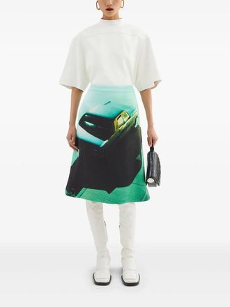 Jil Sander Groene Auto Tekenrok