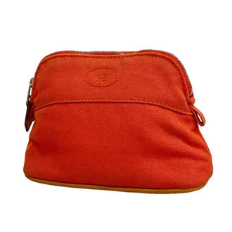 Herm&egrave;s Orange Canvas Pouch (Pre-Owned)