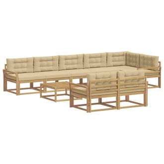 vidaXL Conjunto De Sof&aacute;s De Exterior 9 Uds. Y Beige Poli&eacute;ster Vidaxl
