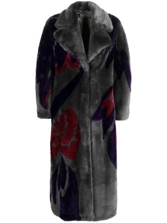 Alberta Ferretti Cappotto con stampa in finta pelliccia - Grigio