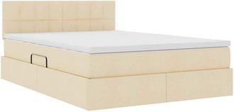 vidaXL Bed with Mattress with LED Creme 140 x 200 cm Fabric vidaXL
