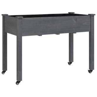 Berkfield Home Wheeled Planter with Liner Grey 118x59x80 cm Solid Wood Fir | Size: 118 x 59 x 80 cm