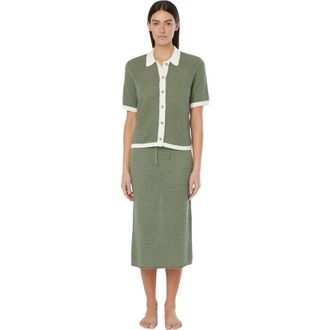 Onia Linen Knit Button Up in Sea Spray/white at Nordstrom, Size X-Small