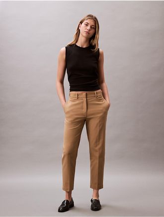 Calvin Klein Womens Cotton Stretch Straight Fit Chino Pants - Brown - 00