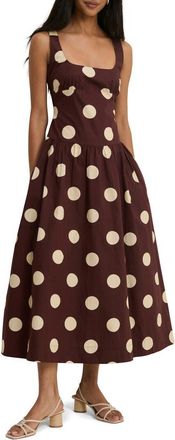 Nobody's Child Soraya Dot Sleeveless Maxi Dress in Brown at Nordstrom, Size 14