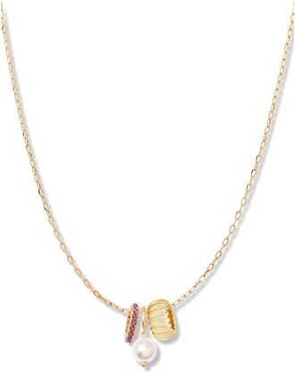 Brook & York Gaby Faux Pearl & Birthstone Multipendant Necklace in Gold/June at Nordstrom