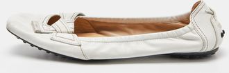 Tod's Tods White Leather Bow Ballet Flats