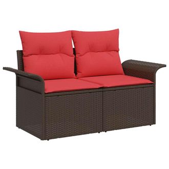 vidaXL Conjunto De Sof&aacute; De Jard&iacute;n 7 Pcs Marr&oacute;n Rat&aacute;n Sint&eacute;tico Vidaxl