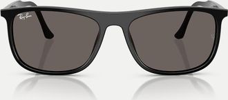Ray-Ban Rb2216 - Occhiali da sole rettangolari neri con lenti grigie-Nero