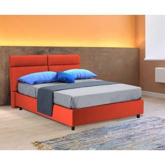 Dmora Cama Matrimonial Alcatron, Desenfundable, Hecha En Italia, Naranja