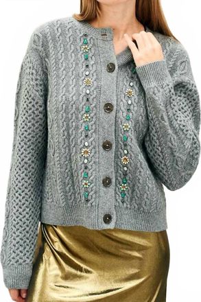 JUMPER 1234 Jewel Cable Cardigan In Cloudy Silver