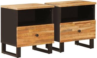 vidaXL Bed cabinet 2 pcs Brown 40 x 33 x 46 cm Solid Mango Wood vidaXL