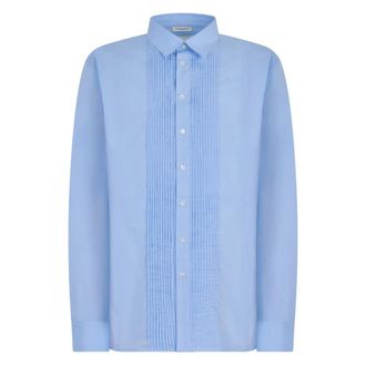 Paolo Pecora Casual Shirts, male, Blue, Size: 3XL Pleated Front Cotton Shirt