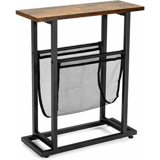 Costway Costway - Tavolino di Servizio a 2 Livelli, Tavolino Laterale in Stile Industriale, Comodino Retr&ograve; con Porta Riviste, Tavolino da Caff&egrave; per Salone