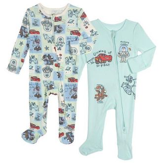 Disney Mickey Mouse Baby Boys 2-Pack Footed One-Piece Sleep N Play in Pixar Light Blue at Nordstrom, Size Newborn