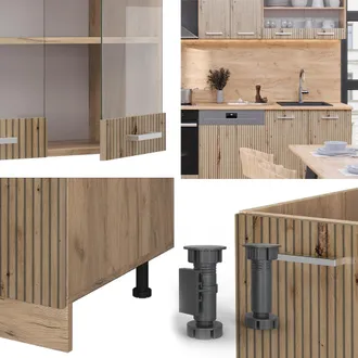 Vicco Mueble De Cocina R-line, Roble Artesanal/roble Dorado, 300 Cm Sin Encimera
