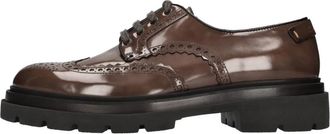 Santoni Gepolijste Leren Veterschoenen - Heren - Veterschoenen - Bruin - 46 EU - Leer - Schoenen