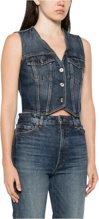 Liu Jo Washed Cotton Vest - Dames - Bodywarmers - Blauw - S - Katoen - Jassen