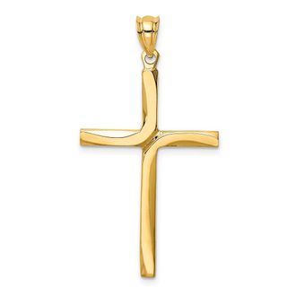 Diamond2Deal 14k Yellow Gold Polished Cross Pendant