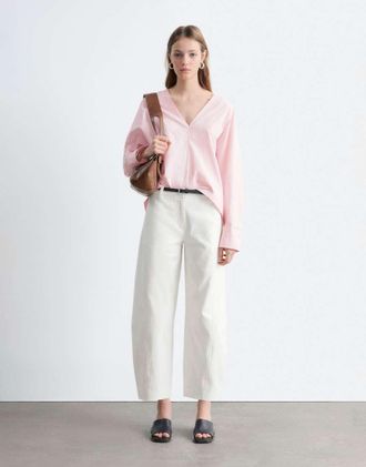 & Other Stories Pantaloni bombati in cotone bianchi-Bianco