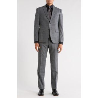 John Varvatos Plaid Wool Blend Suit in Charcoal at Nordstrom Rack, Size 38 Regular
