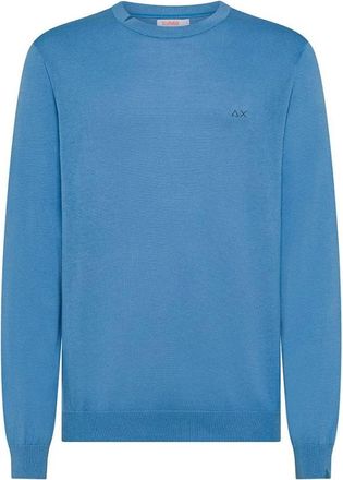 Sun 68 Casual katoenen T-shirt met iconisch logo - Heren - Ronde hals truien - Blauw - XL - Katoen - Truien & Vesten