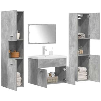 Berkfield Home 5 Piece Bathroom Furniture Set Concrete Grey Engineered Wood