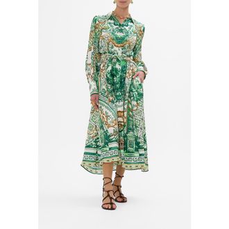 Camilla Waist Tie Shirt Dress Corridor Of Calm at Nordstrom, Size X-Large Au