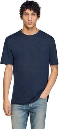 Sandro Certified linen T-shirt in Navy Blue at Nordstrom, Size Xx-Large