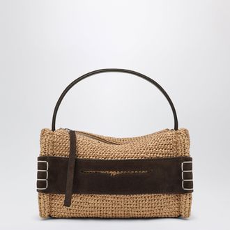 J.W.Anderson Borsa Loafer piccola in rafia naturale con dettagli marroni